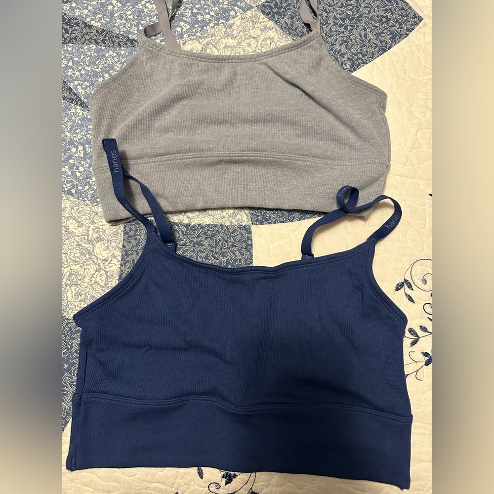 Hanes Gray and Blue Bralette Bundle